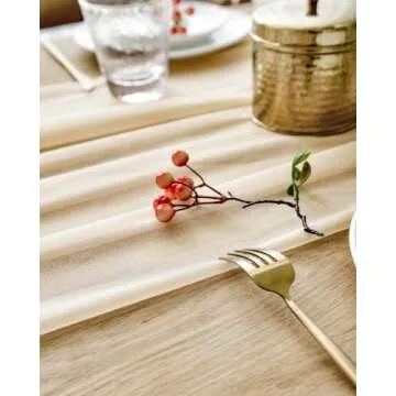 BOXAN Gorgeous Light Gold Table Runner 30x120 Inch for Ivory Wedding Rustic Boho Wedding Party Bridal Shower Decor Birthday Party Cake Table Decorations