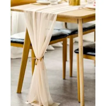 BOXAN Gorgeous Light Gold Table Runner 30x120 Inch for Ivory Wedding Rustic Boho Wedding Party Bridal Shower Decor Birthday Party Cake Table Decorations