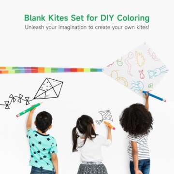 B bangcool DIY Kids Kite Kites Making Painting White Paper Blank Kites with Swivel Line for Boys & G...