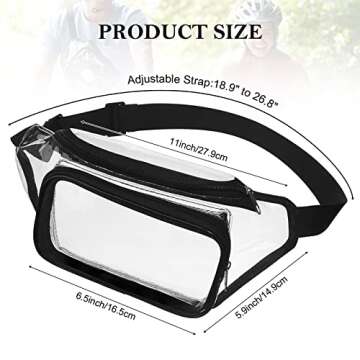 10 Pcs Clear Fanny Packs, Waterproof Clear Waist Bag Transparent Stadium Approved Purse Cute Adjusta...