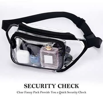 10 Pcs Clear Fanny Packs, Waterproof Clear Waist Bag Transparent Stadium Approved Purse Cute Adjustable Belt Bag Portable Waist Pack for Men Women Sports Travel Beach Concerts Events (Black)