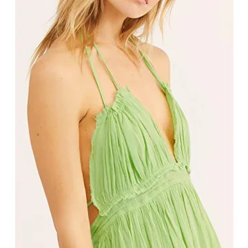 Sexy Summer Halter Mini Dress with Deep V-Neck & Patchwork