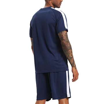 RPOVIG Shirts Shorts Workout Set:Men's 3 Pack Clothes Short set outfits Gym Active Athletic Basketball