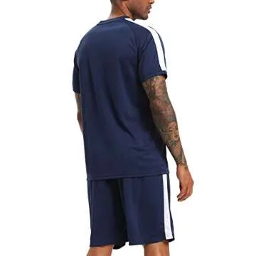RPOVIG Shirts Shorts Workout Set:Men's 3 Pack Clothes Short set outfits Gym Active Athletic Basketball