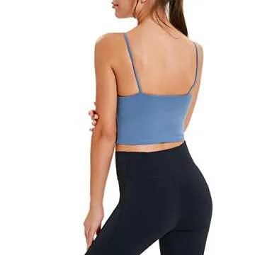 Lemedy Women Padded Sports Bra Fitness Workout Running Shirts Yoga Tank Top (S, Blue)