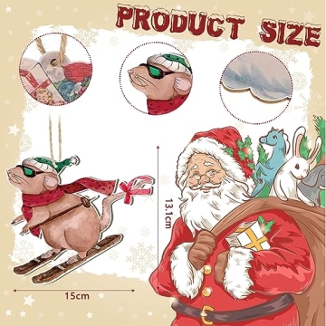 Soaoo 20 Pcs Christmas Mouse Wooden Ornaments