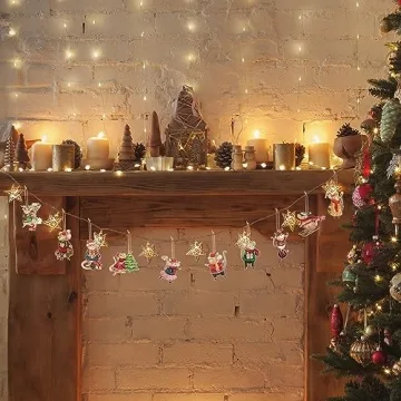 Soaoo 20 Pcs Christmas Mouse Wooden Ornaments