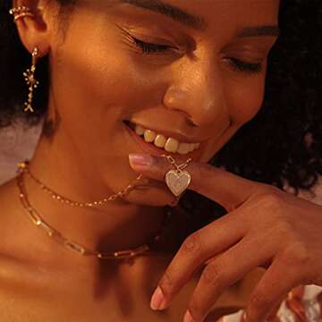 Gold Heart Necklace for Women Layered Initial Pendant Necklace Paperclip Gold Chain Aesthetic Jewelr...