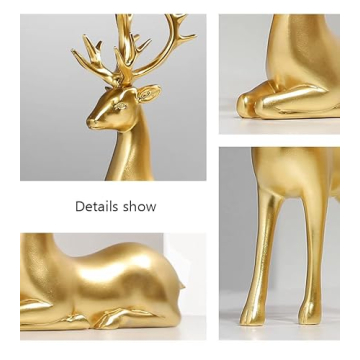 FANTESTICRYAN Golden Reindeer Statues Set for Decor