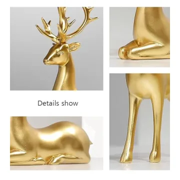 FANTESTICRYAN Golden Reindeer Statues Set for Decor