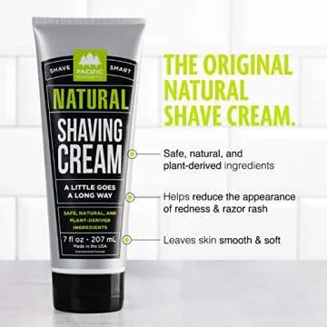 Pacific Shaving Company Natural Shaving Cream - Shea Butter + Vitamin E Shave Cream for Hydrated Sen...