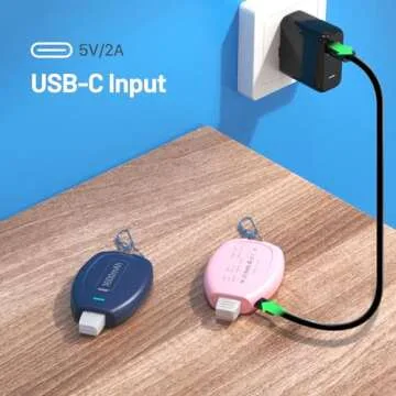 Ultra-Compact HUAENG USB C Keychain Portable Charger 2-Pack