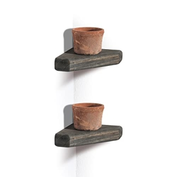 Freezing point Small Corner Shelf Rustic Wood Floating Shelves Wall Mounted Display Storage Plant Sh...