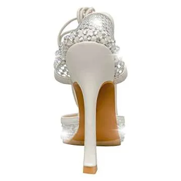 Richealnana Women's Crystals Lace Up Sandals - Chic Comfort