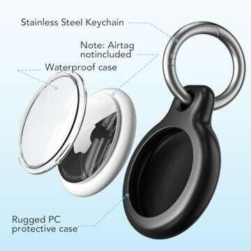 SPGUARD Air Tag Holder 4 Pack, Airtag Keychain Holder,Waterproof Shockproof & Dustproof Airtags Ment...