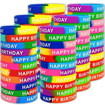Neureyte 66 Pieces Birthday Rubber Bracelets for Celebrations