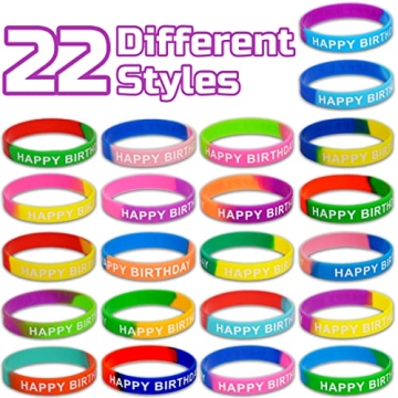 Neureyte 66 Pieces Birthday Rubber Bracelets for Celebrations