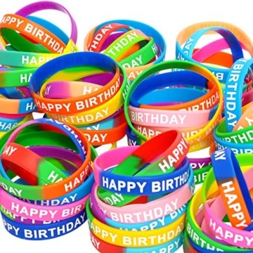 Neureyte 66 Pieces Birthday Rubber Bracelets for Celebrations