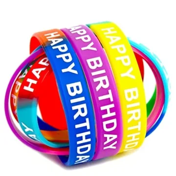 Neureyte 66 Pieces Birthday Rubber Bracelets for Celebrations