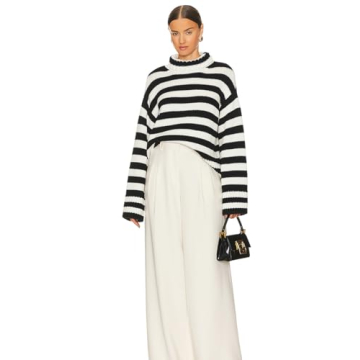 Perbai Womens Fall Winter Striped Turtleneck Sweater