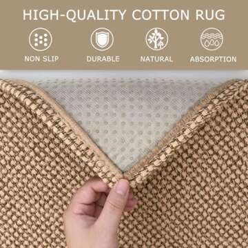 KOZYFLY Boho Runners for Hallways 2x6 ft Washable Hall Carpet Runner Rubber Backed Kitchen Rug Non Slip Woven Cotton Entryway Runner Rugs Floor Runners for Indoor Hallway Bedroom, Tan/Orange/Brown