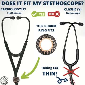 BJÖRN HALL Stethoscope Cardiology Charms for Littman Black | Fits Cardiology | Stethoscope Charms f...