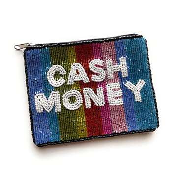 Generic Cash Money Coin Purse, Multicolor, Women's, Zipper Closure, Canvas & Bead Material, 4.5" X 5...
