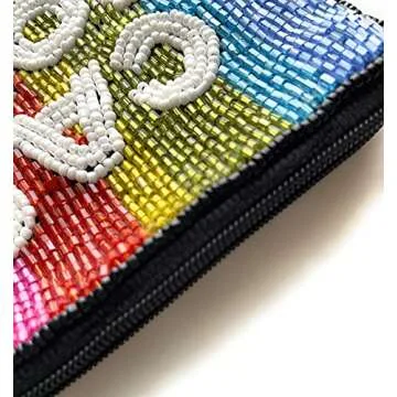 Generic Cash Money Coin Purse, Multicolor, Women's, Zipper Closure, Canvas & Bead Material, 4.5" X 5.5", Fashion-Conscious Adults