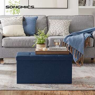SONGMICS MAZIE Collection - 30 Inches Folding Storage Ottoman Bench, Ottoman Foot Rest, End of Bed B...