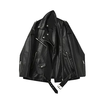 LY VAREY LIN Women Faux Leather Jacket - Oversized Motorcycle Style