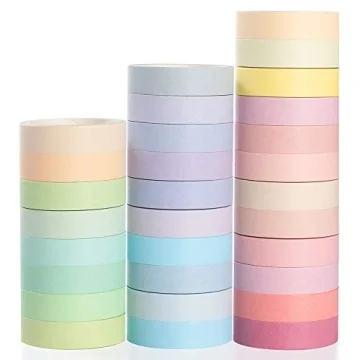 YUBBAEX Natural Color Washi Tape Set - 30 Rolls of Decorative Tapes for Creative Projects