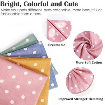 4PCS Fall Dog Bandanas Cat Birthday Cute Soft Cotton Puppy Scarfs Washable Daily Handkerchief Pink Green Blue Orange Comfortable Gifts, Adjustable Accessories for Small Medium Large Girl Boy Pup Pet