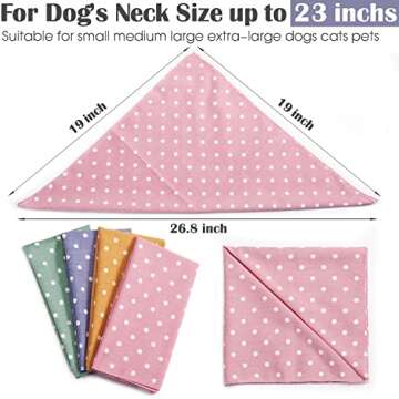 4PCS Fall Dog Bandanas Cat Birthday Cute Soft Cotton Puppy Scarfs Washable Daily Handkerchief Pink Green Blue Orange Comfortable Gifts, Adjustable Accessories for Small Medium Large Girl Boy Pup Pet