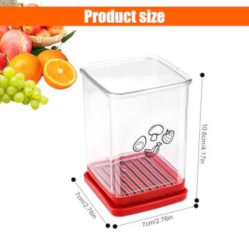 Cup Slicer Fruit, Speed Fruit Cutter Stainless Steel Handheld Strawberry Chopper Fruit Slicer with P...