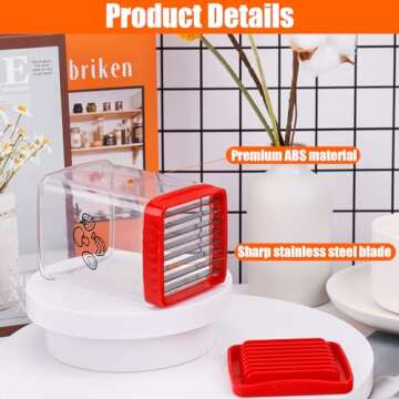 Cup Slicer Fruit, Speed Fruit Cutter Stainless Steel Handheld Strawberry Chopper Fruit Slicer with Push Plate Egg Slicer Cup Slicing Tool for Banana, Soft Fruits, Vegetables, Kitchen