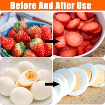 Cup Slicer Fruit, Speed Fruit Cutter Stainless Steel Handheld Strawberry Chopper Fruit Slicer with Push Plate Egg Slicer Cup Slicing Tool for Banana, Soft Fruits, Vegetables, Kitchen