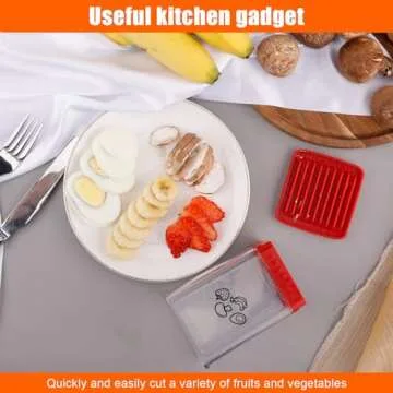 Cup Slicer Fruit, Speed Fruit Cutter Stainless Steel Handheld Strawberry Chopper Fruit Slicer with Push Plate Egg Slicer Cup Slicing Tool for Banana, Soft Fruits, Vegetables, Kitchen