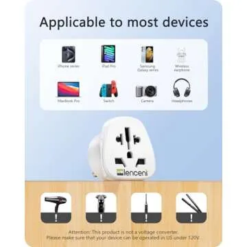 LENCENT World to US Plug Adapter for Global Use