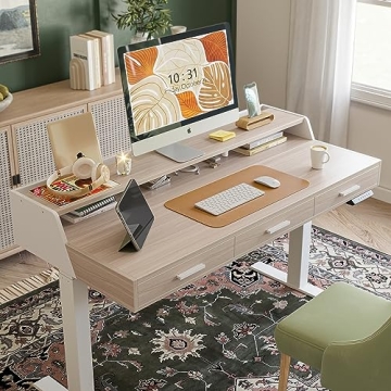 FEZIBO Electric Standing Desk Adjustable Height with Drawers