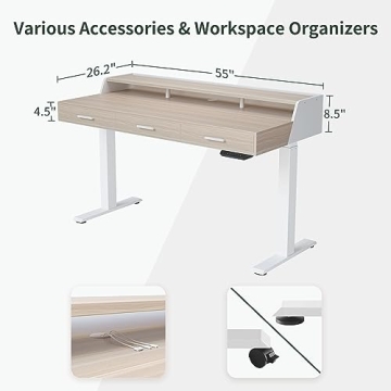 FEZIBO Electric Standing Desk Adjustable Height with Drawers