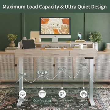 FEZIBO Electric Standing Desk Adjustable Height with Drawers