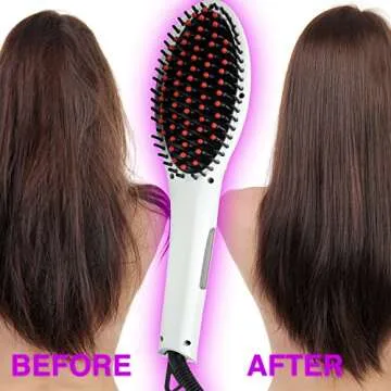 Original Professional Hair Straightener Brush with Ceramic Plates & Ion Technology, Hair Straightener Brush Best for Straightener Hair, Detangling, Giving Life to Your Hair, Repairing