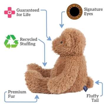 Vermont Teddy Bear Super Soft Almond Brown Teddy Bear - 18 Inch Plush Stuffed Animal to Sleep with, Cozy Bear Plush, Perfect Valentine’s Day Gift for Kids & Adults, Crafted in The USA