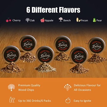 Cocktail Smoker – 6 Flavors Wood Chips – Bourbon, Whiskey Smoker Infuser, Old Fashioned Drink Smoker, Birthday Bourbon Whiskey Gifts for Men, Dad, Husband (Without Torch)