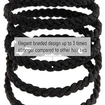 JWERA 18 Black Braided Hair Ties for All Hair Types