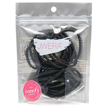 JWERA 18 Black Braided Hair Ties for All Hair Types