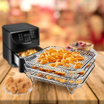 Kydely Stackable Stainless Steel Air Fryer Racks for Cooking