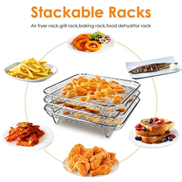 Kydely Stackable Stainless Steel Air Fryer Racks for Cooking