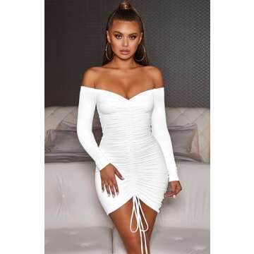 XXTAXN Women's Elegant Ruched Mini Dress for Parties