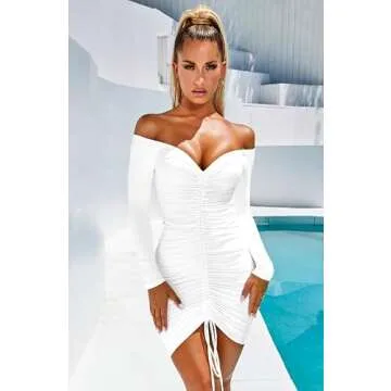 XXTAXN Women's Elegant Ruched Mini Dress for Parties